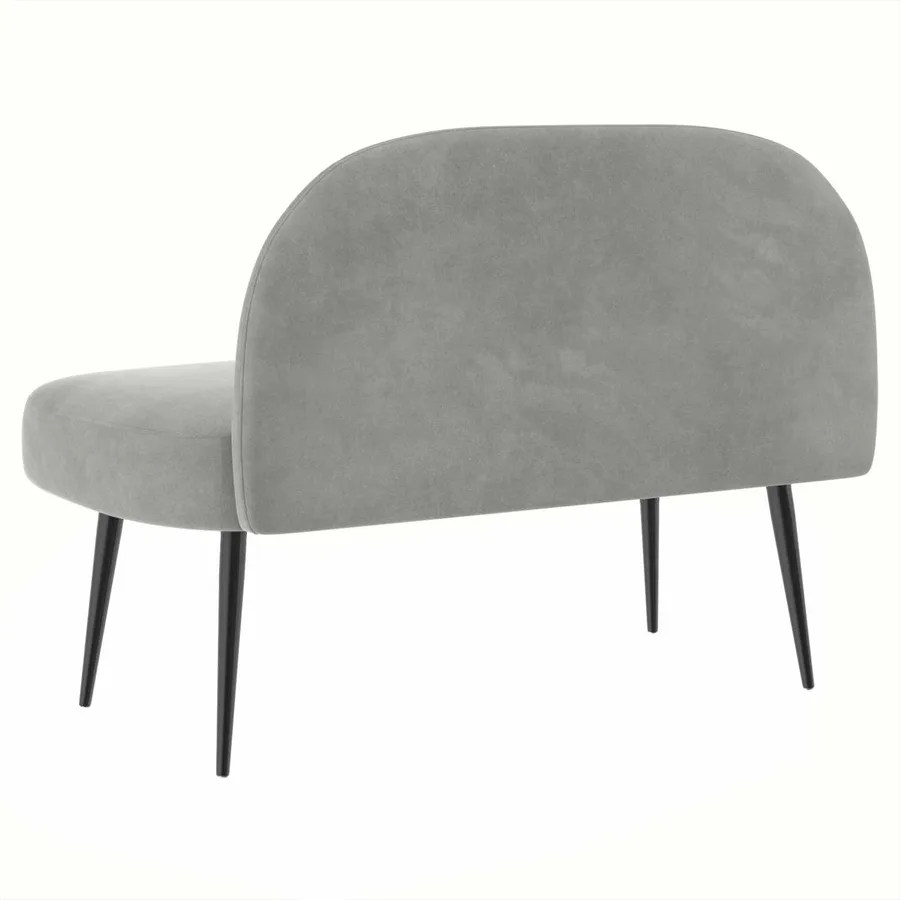 Banc rembourré avec dossier Gris clair 110 x 60 x 76 cm Velours - 4