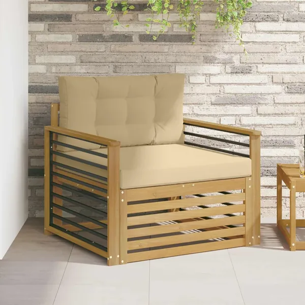 Canapé d’extérieur Polyester Blanc et beige