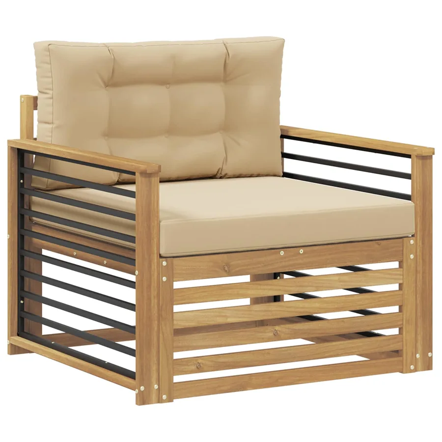 Canapé d’extérieur Polyester Blanc et beige - 2