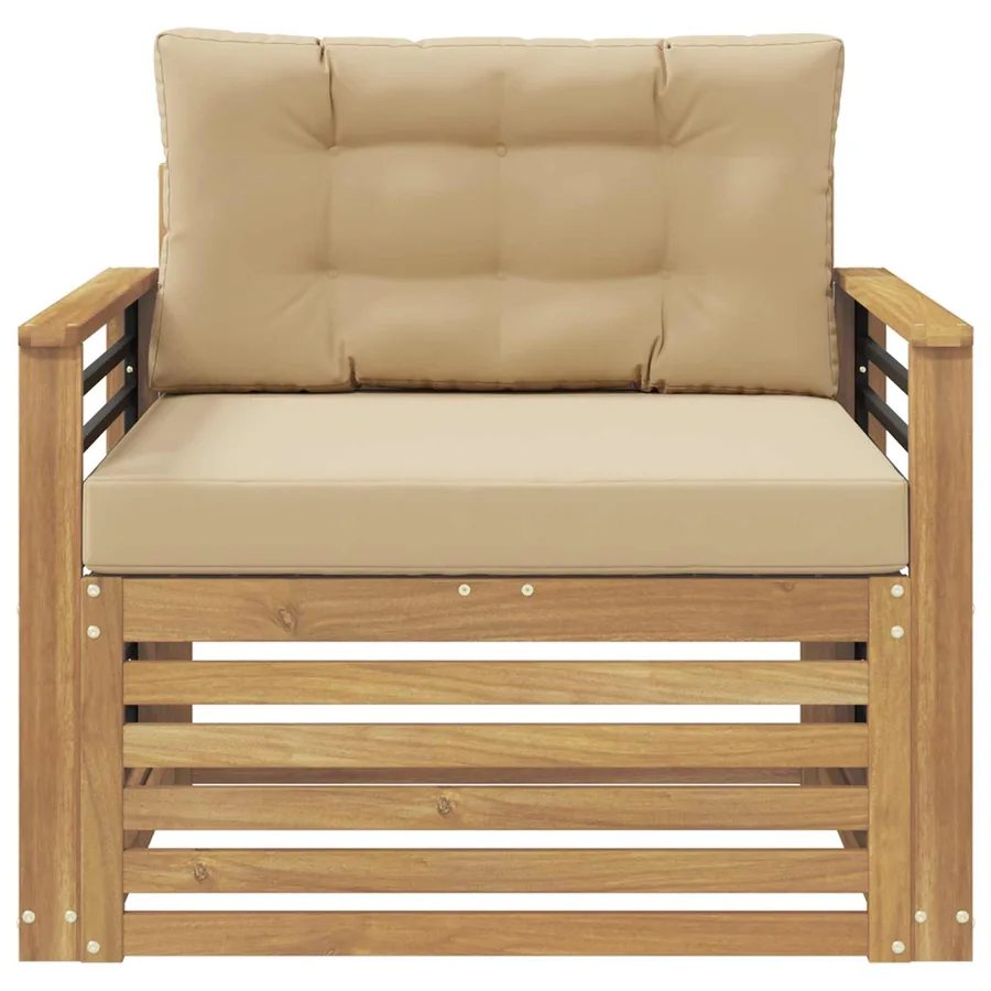 Canapé d’extérieur Polyester Blanc et beige - 3