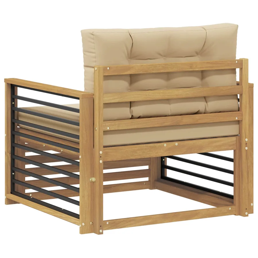 Canapé d’extérieur Polyester Blanc et beige - 5