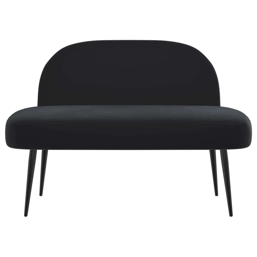 Banc rembourré avec dossier Noir 110 x 60 x 76 cm Velours - 3