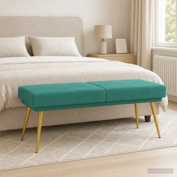 Banc à double couche Turquoise 120 x 45 x 46 cm Velours