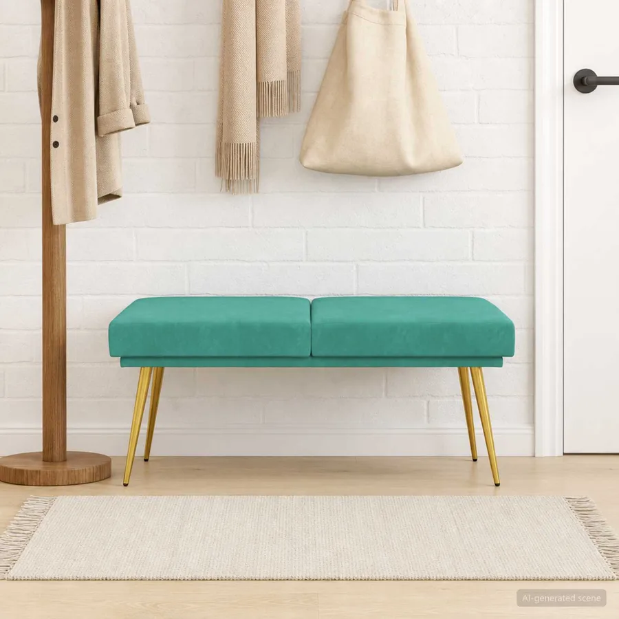 Banc à double couche Turquoise 120 x 45 x 46 cm Velours - 4