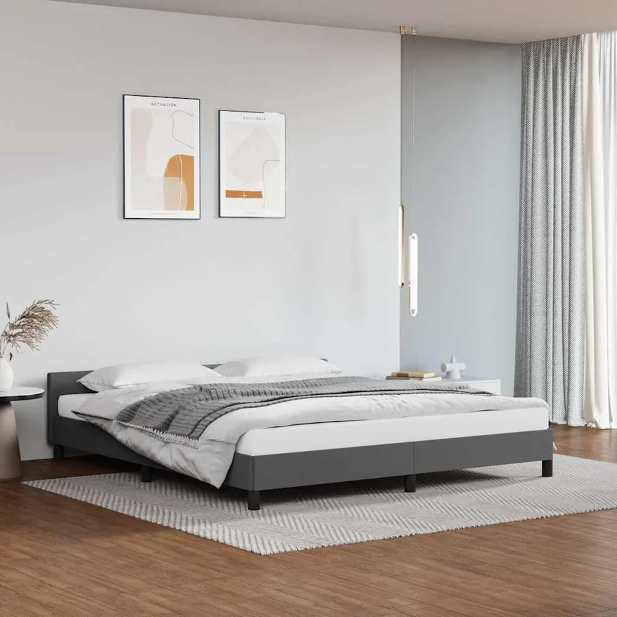 Cadre de lit avec tête de lit sans matelas gris 160x200 cm