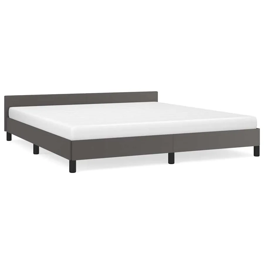 Cadre de lit avec tête de lit sans matelas gris 160x200 cm - 2