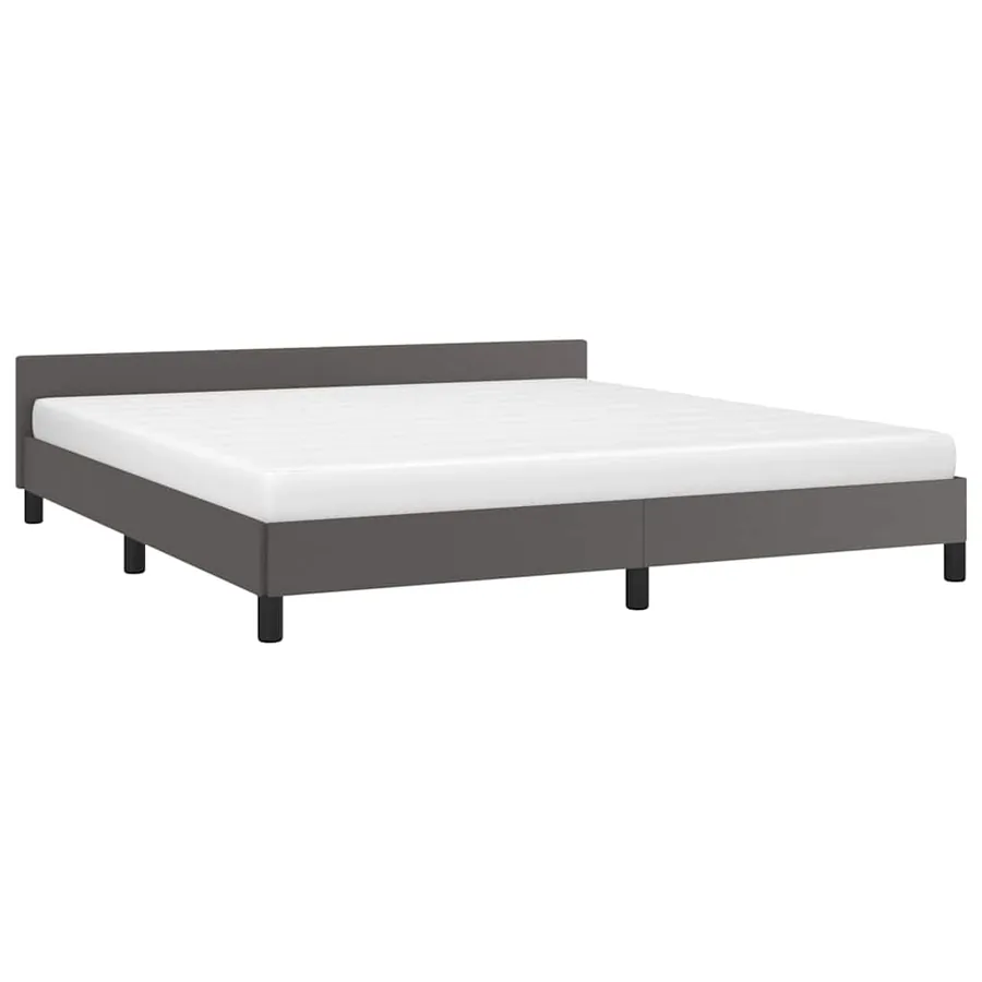 Cadre de lit avec tête de lit sans matelas gris 160x200 cm - 3