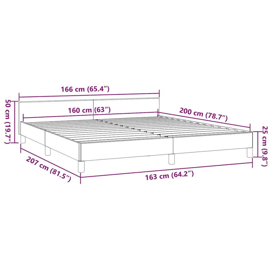 Cadre de lit avec tête de lit sans matelas gris 160x200 cm - 9