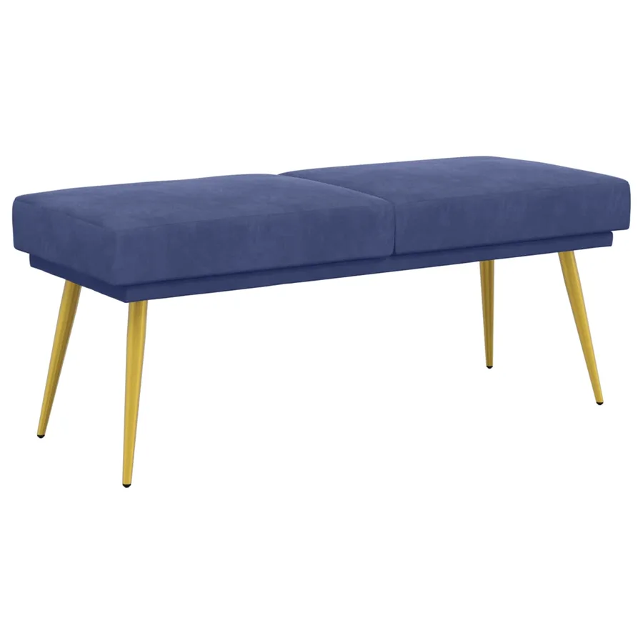 Banc à double couche Bleu police 120 x 45 x 46 cm Velours - 2