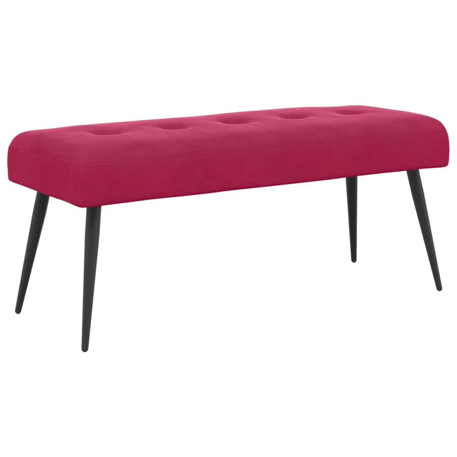 Banc avec capitonnage bouton Bordeaux 110 x 40 x 46 cm Velours - 2