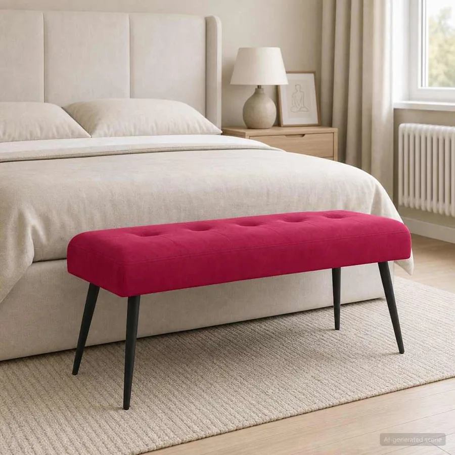 Banc avec capitonnage bouton Bordeaux 110 x 40 x 46 cm Velours - 3