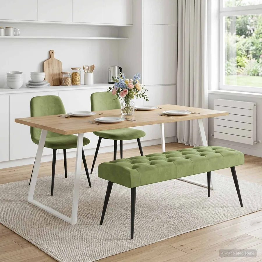 Banc avec capitonnage bouton Vert clair 110 x 40 x 46 cm
