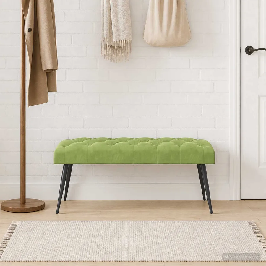 Banc avec capitonnage bouton Vert clair 110 x 40 x 46 cm - 3