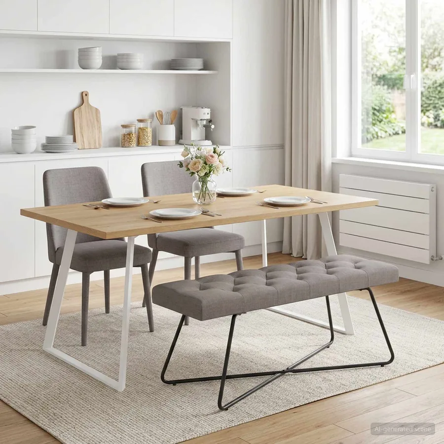 Banc avec capitonnage bouton Taupe 110 x 40 x 46 cm Tissu - 4