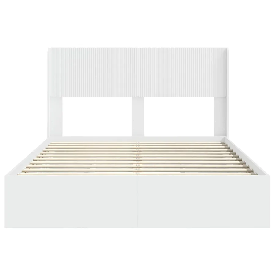 Cadre de lit avec rangement et tête de lit Blanc 140 x 190 cm - 6