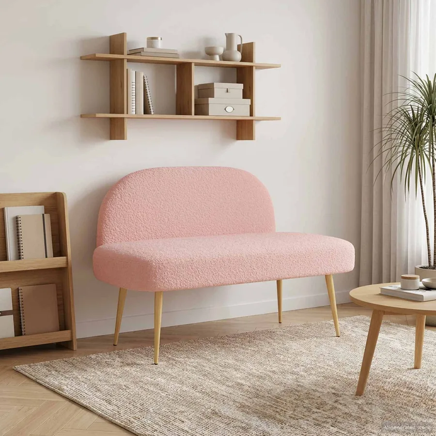 Banc rembourré avec dossier Rose 110 x 60 x 76 cm Bouclé
