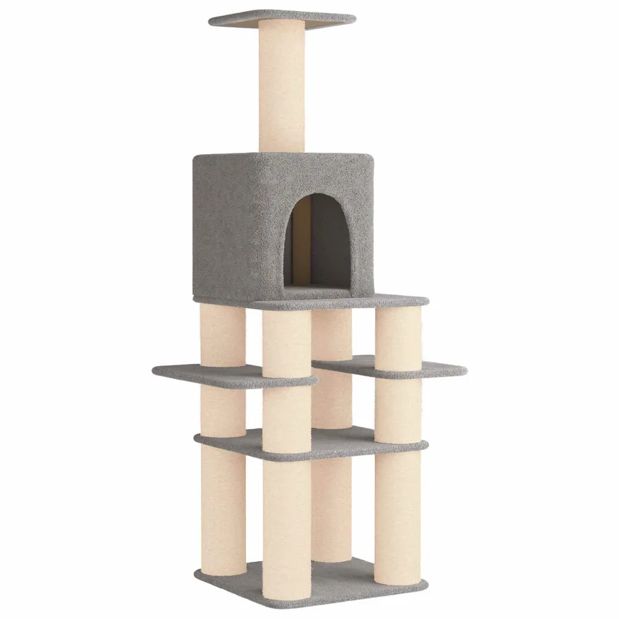Arbre à chat avec poteaux à griffer en sisal Gris clair 180 cm - 2