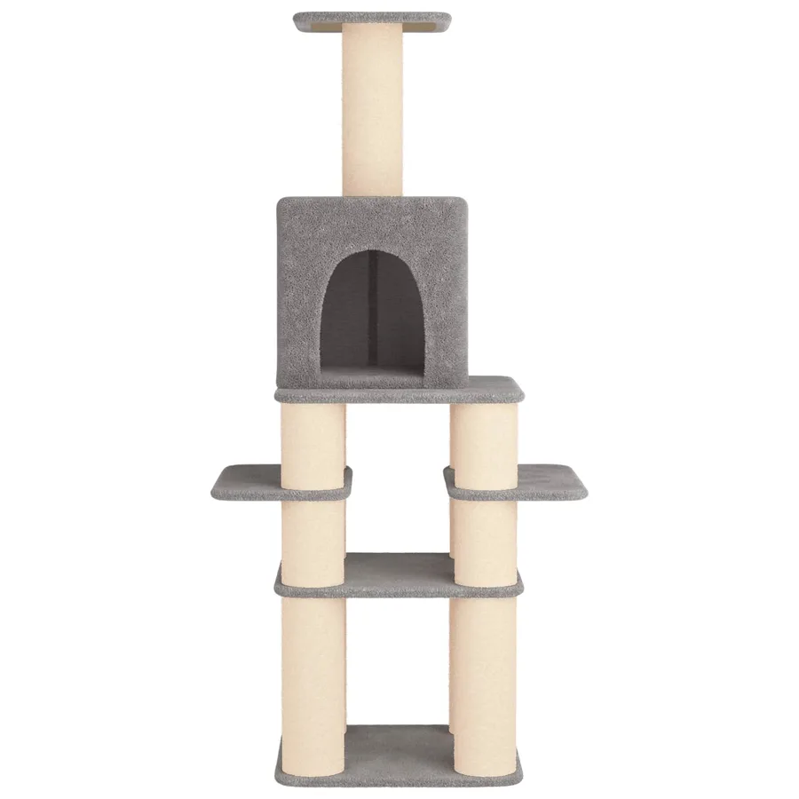 Arbre à chat avec poteaux à griffer en sisal Gris clair 180 cm - 4