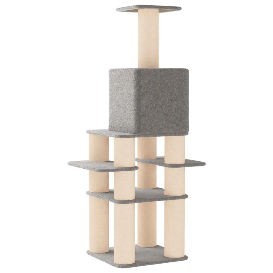 Arbre à chat avec poteaux à griffer en sisal Gris clair 180 cm - 6