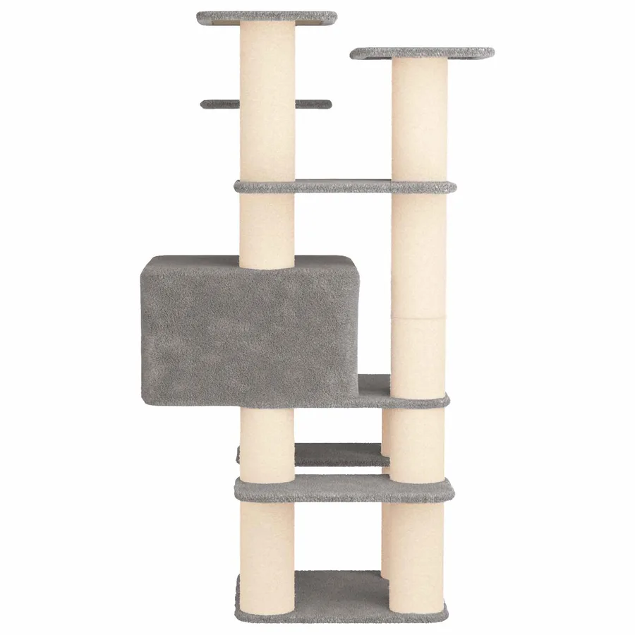 Arbre à chat avec poteaux à griffer en sisal Gris clair 161 cm - 5
