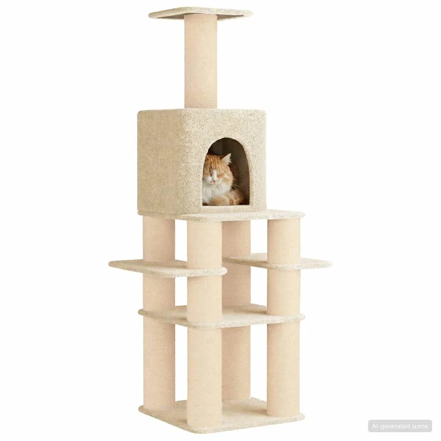 Arbre à chat avec poteaux à griffer en sisal Crème 180 cm - 3