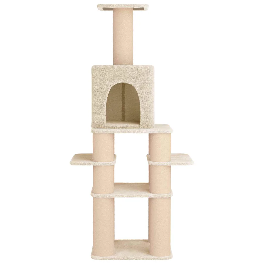 Arbre à chat avec poteaux à griffer en sisal Crème 180 cm - 4