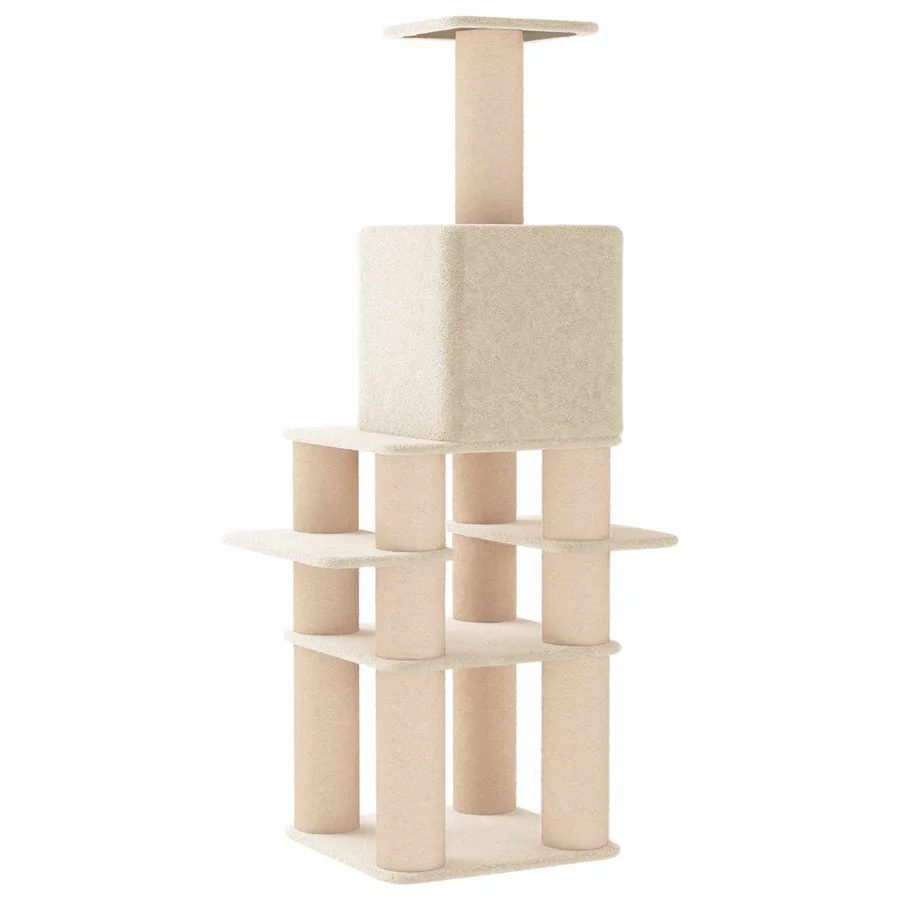 Arbre à chat avec poteaux à griffer en sisal Crème 180 cm - 6