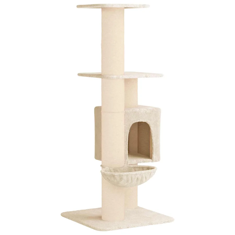 Arbre à chat avec poteaux à griffer en sisal Crème 137 cm - 2