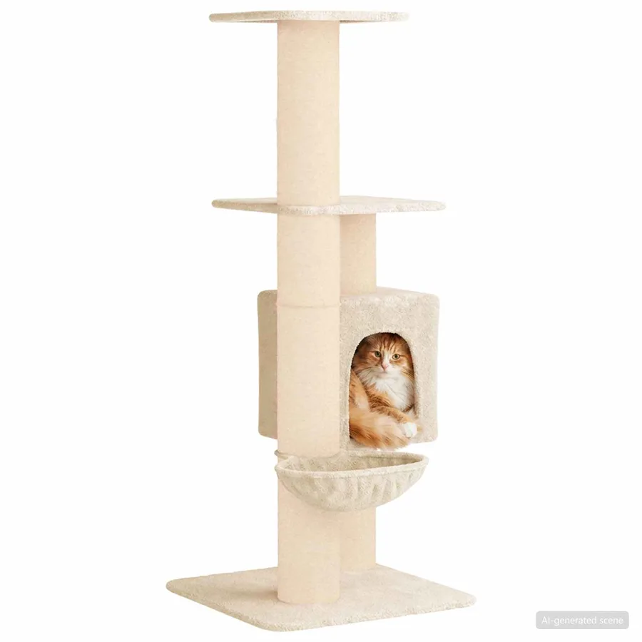 Arbre à chat avec poteaux à griffer en sisal Crème 137 cm - 3