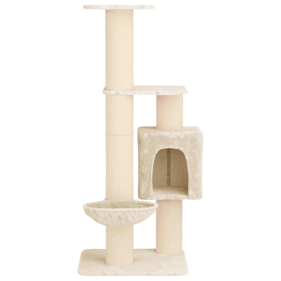 Arbre à chat avec poteaux à griffer en sisal Crème 137 cm - 4