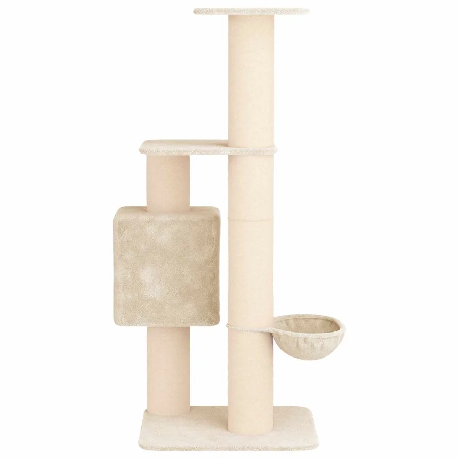Arbre à chat avec poteaux à griffer en sisal Crème 137 cm - 5