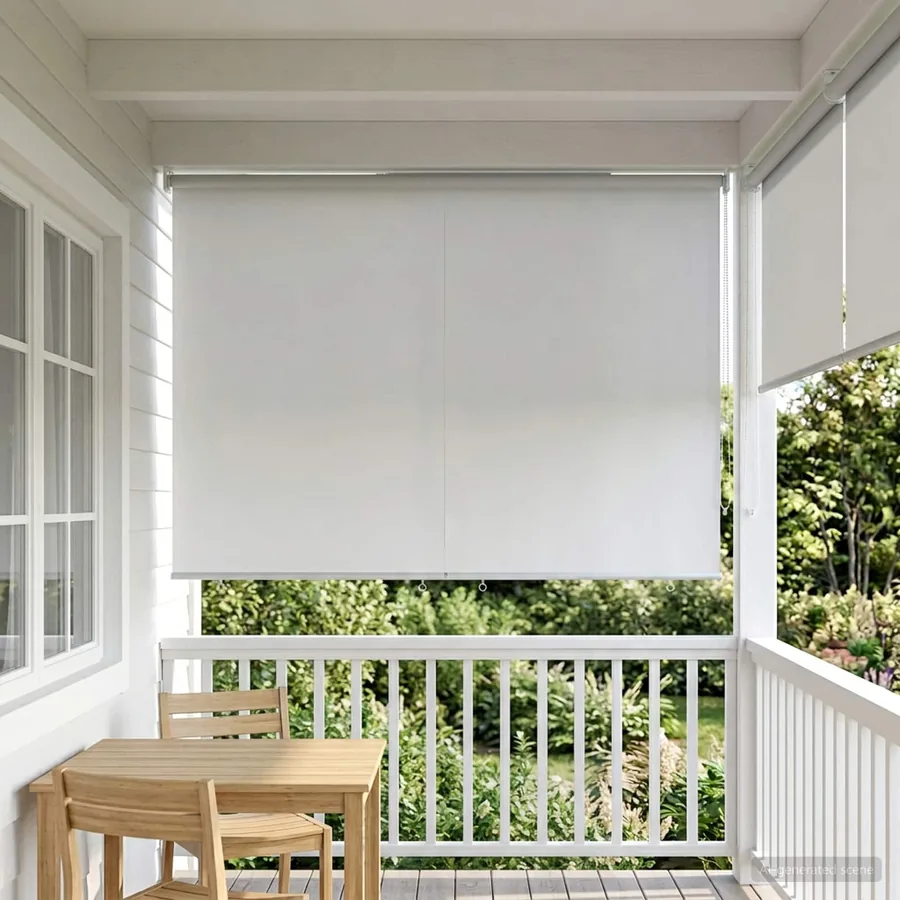 Store roulant extérieur protection UV Blanc Polyester