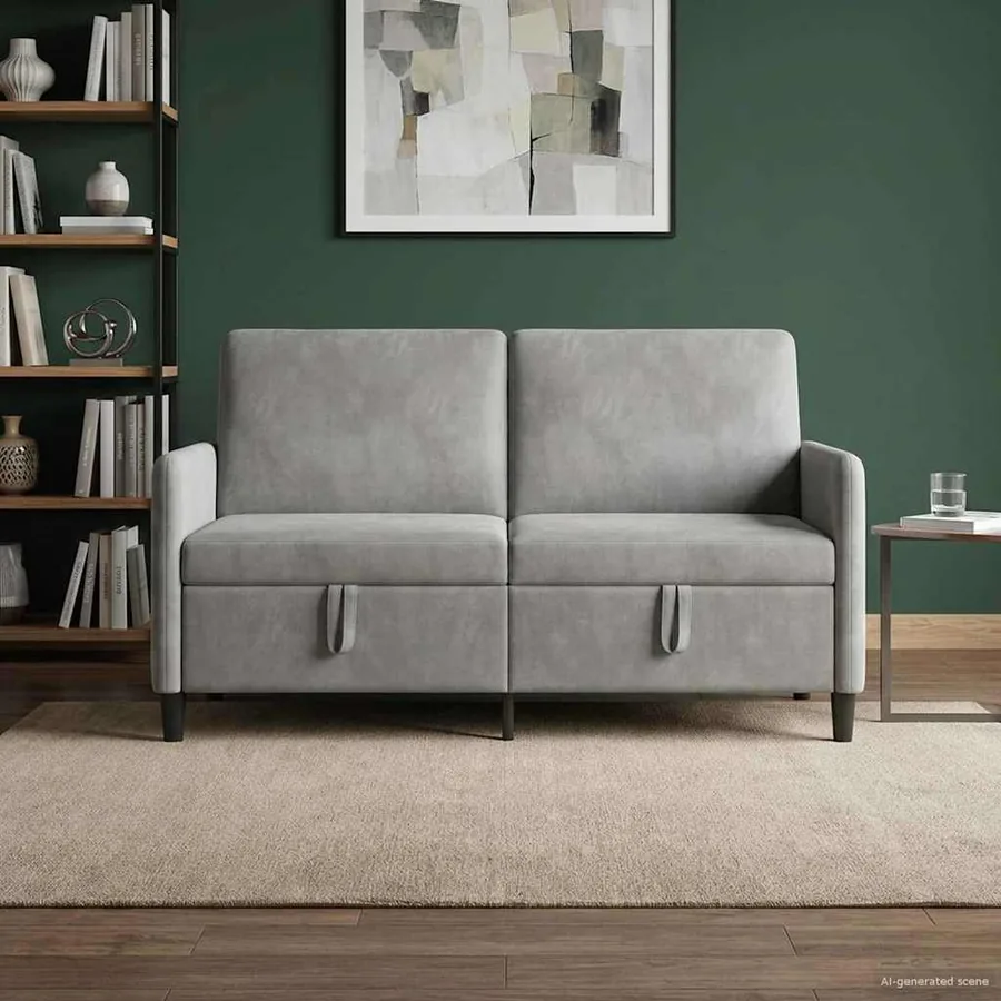 Sofa avec rangement Gris clair 152 x 78 x 87 cm Polyester