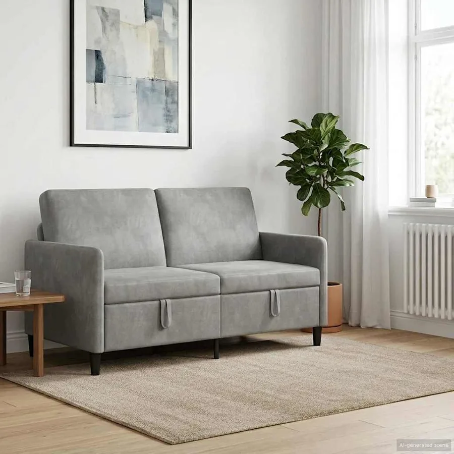 Sofa avec rangement Gris clair 152 x 78 x 87 cm Polyester - 3