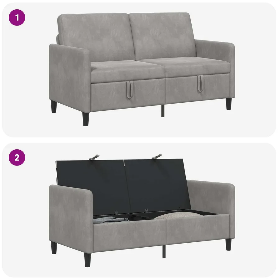 Sofa avec rangement Gris clair 152 x 78 x 87 cm Polyester - 6