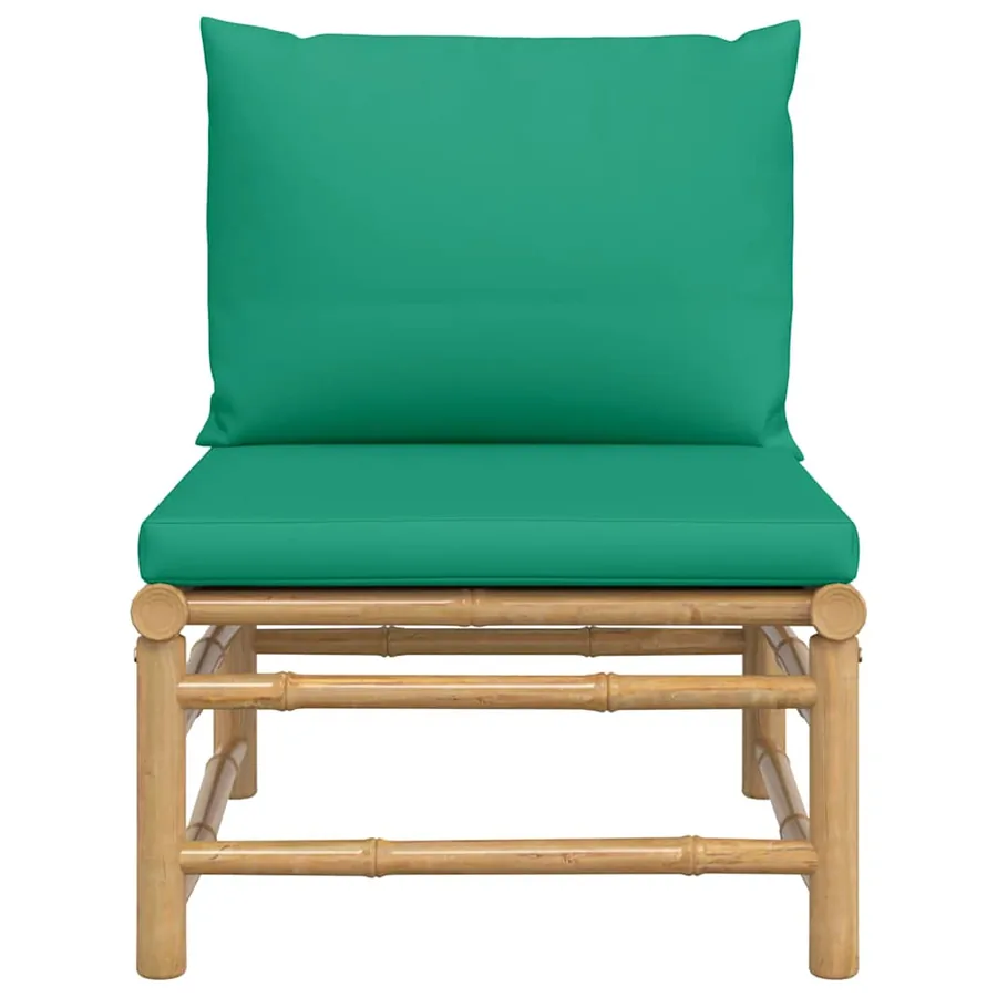 Canapé central de jardin avec coussins vert bambou - 3