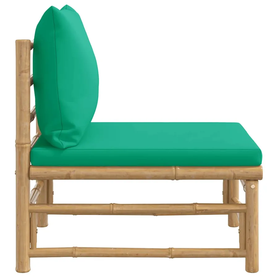 Canapé central de jardin avec coussins vert bambou - 4