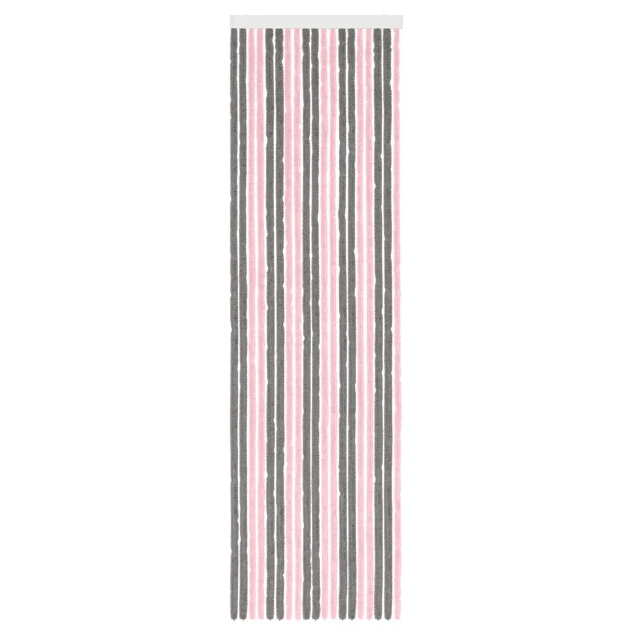 Rideau anti-insectes en chenille Gris Argent et Rose - 3