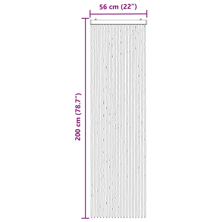 Rideau anti-insectes en chenille Gris Argent et Rose - 6