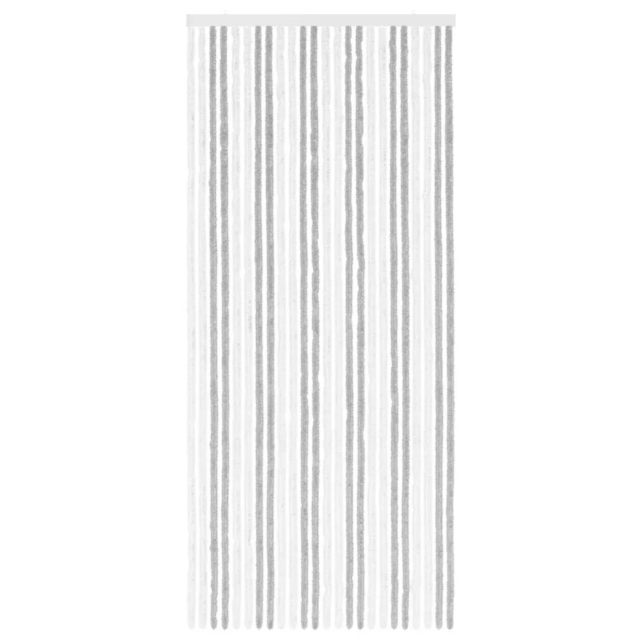 Rideau anti-insectes en chenille Gris clair et blanc - 3