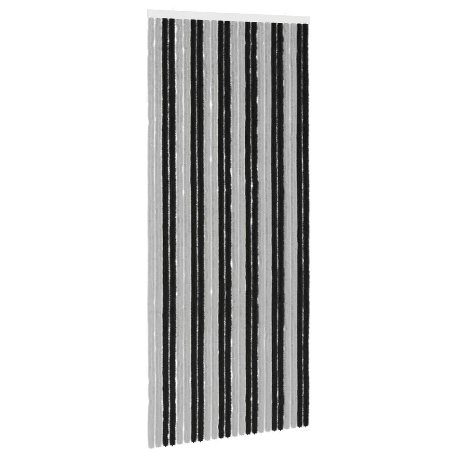 Rideau anti-insectes en chenille Gris et Noir 100 x 230 cm - 2