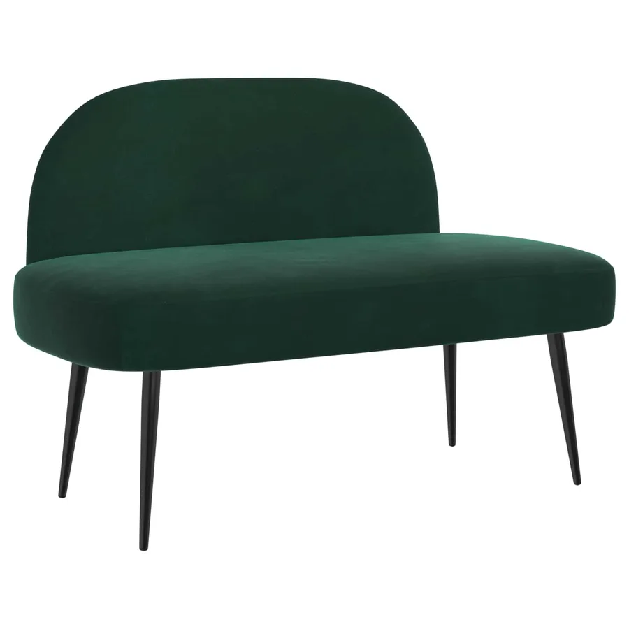 Banc rembourré avec dossier Vert foncé 110 x 60 x 76 cm Velours - 2