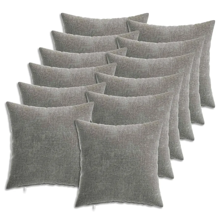 Housse de coussin 12 pcs HEERLEN Gris foncé 40 x 40 cm