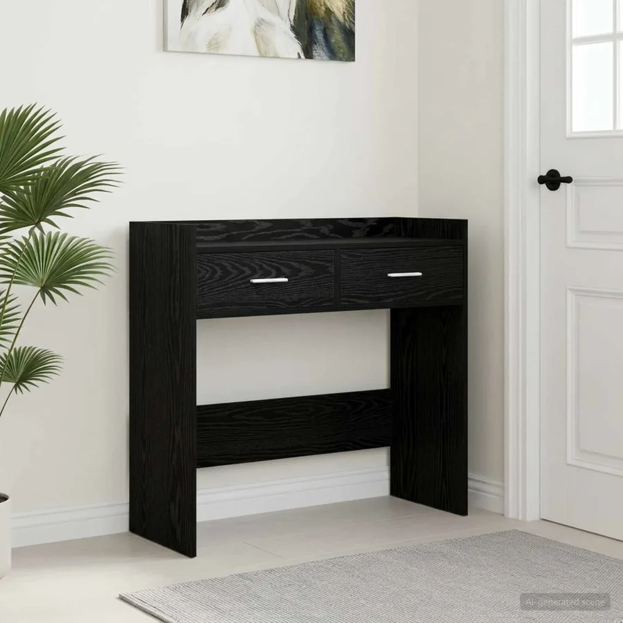 Table console Chêne noir 90 x 35 x 80 cm Bois d'ingénierie