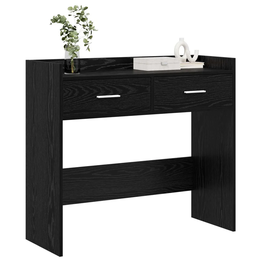Table console Chêne noir 90 x 35 x 80 cm Bois d'ingénierie - 3