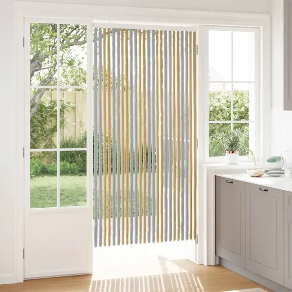 Rideau anti-insectes en chenille Gris et Beige 100 x 200 cm