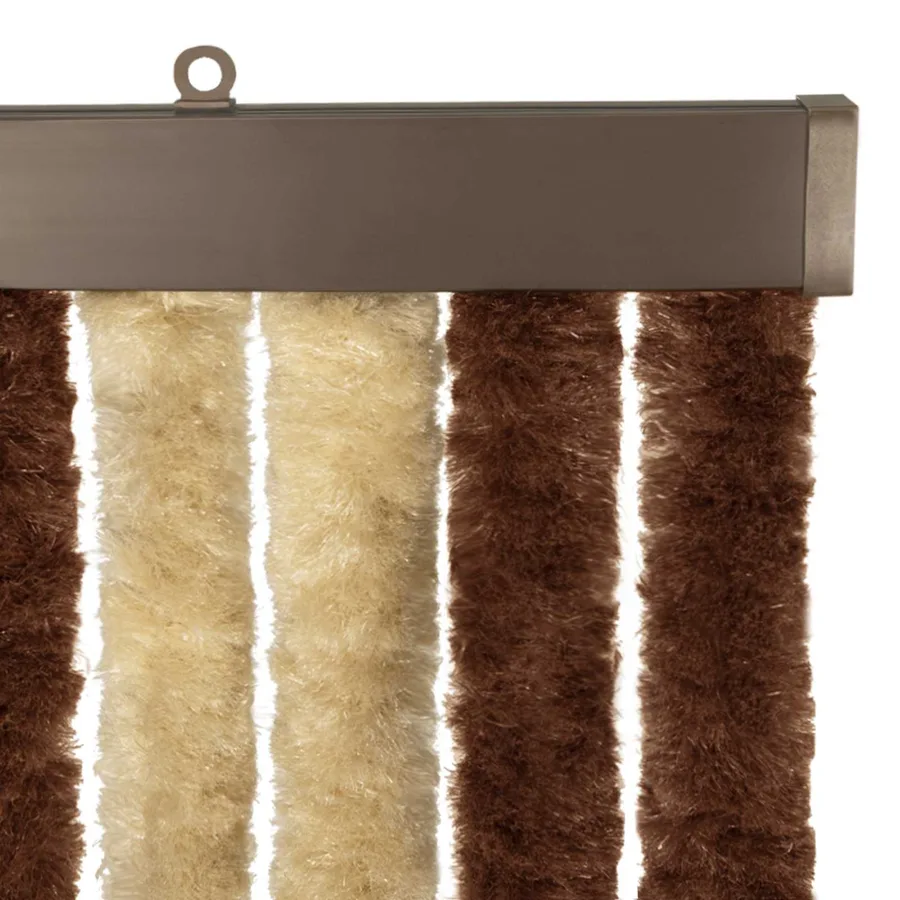 Rideau anti-insectes en chenille Marron et beige 100 x 220 cm - 4