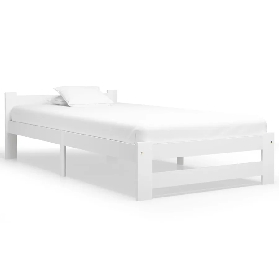 Cadre de lit sans matelas blanc bois de pin massif 90x200 cm