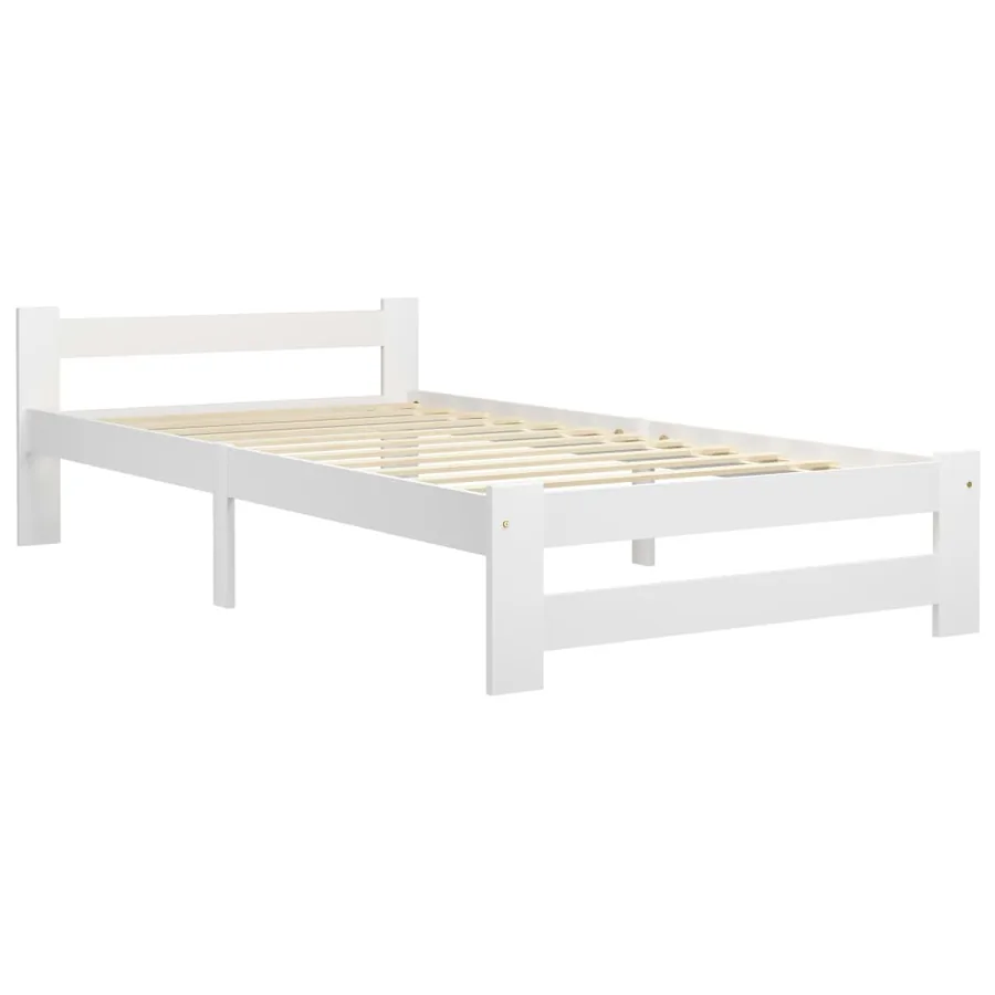 Cadre de lit sans matelas blanc bois de pin massif 90x200 cm - 2