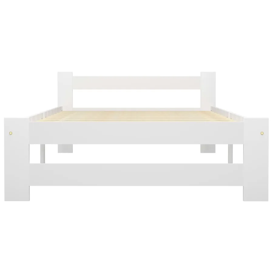 Cadre de lit sans matelas blanc bois de pin massif 90x200 cm - 3